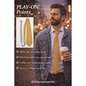 PLAY ON POINTS Tommy Hilfiger Silk‎  Necktie Sports Soccer Football Baseball